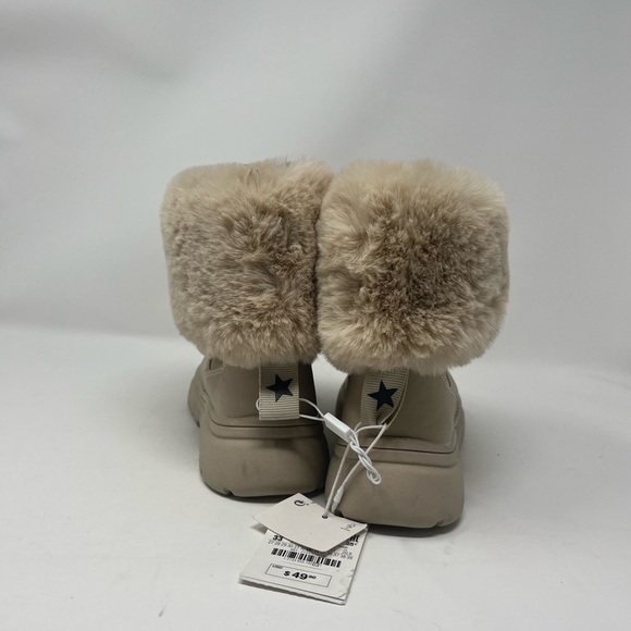 ZARA Furry Sheepskin Handmade Fetish High Heel Winter Snow Boots KIDS SZ 33 - Picture 3 of 5